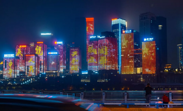 郑州金融岛灯光秀图片