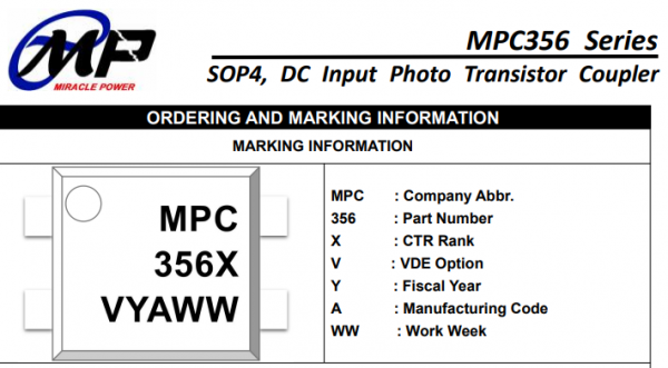 直流输入光晶体管耦合器MPC356引脚图及功能