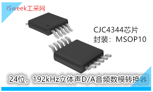 CJC4344(10针，24Bit，192kHz立体声D/A音频数模转换器）