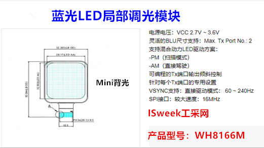 Mini背光-蓝光LED局部调光模块WH8166M